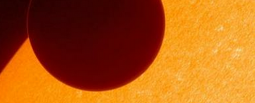 Venus moves to pass across the sun, in this image captured by Japan's Hinode satellite.